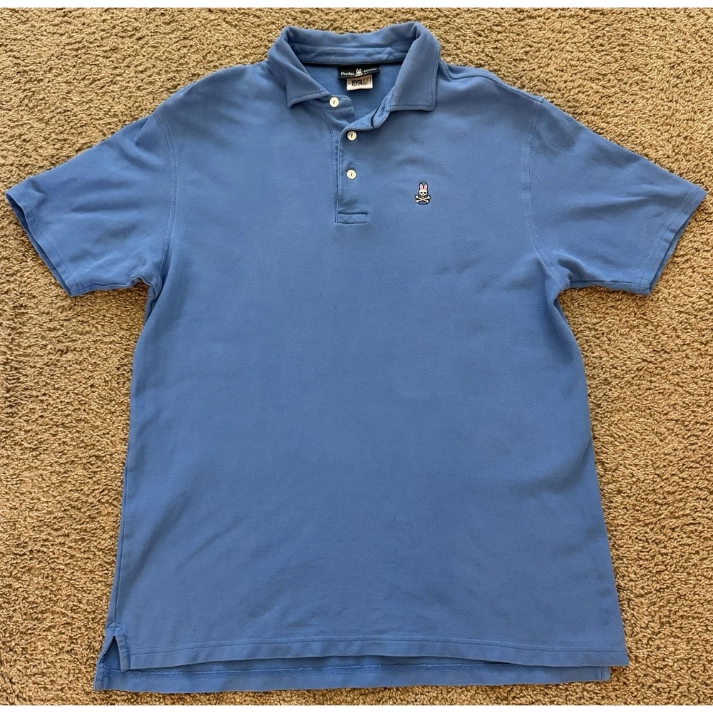 PSYCHO BUNNY Mens Short Sleeve Polo Shirt Size‎ 8 Large/XL Blue